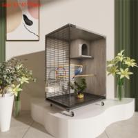 Cage à oiseaux de luxe en verre transparent et bois massif, grande cage d'élevage pour perroquets, maison pour oiseaux, prix d'usine