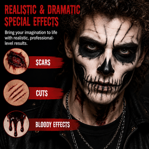 Kit de maquillage SFX complet OEM avec cire à cicatrices, <span class=keywords><strong>latex</strong></span> <span class=keywords><strong>liquide</strong></span>, <span class=keywords><strong>faux</strong></span> <span class=keywords><strong>sang</strong></span>, palette 6 couleurs pour des effets réalistes en cosplay <span class=keywords><strong>et</strong></span> pour Halloween - Product Image 3