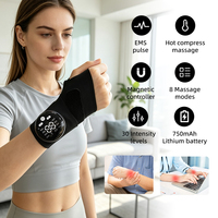 Masseur électrique pour les mains avec EMS et TENS, support de poignet sans fil, appareil de massage chauffant pour soulager l'arthrite