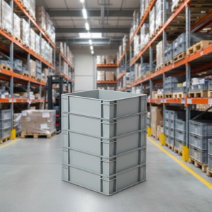 KT 4611 Industrial Solid Box Heavy Duty <b>Plastic</b> Stackable Euronorm <b>Crate</b> for Logistic Storage - Product Image 3
