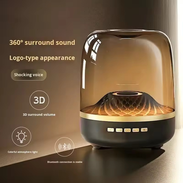 RGB Light Transparent Crystal Case TWS Portable Subwoofer Wireless  Speaker