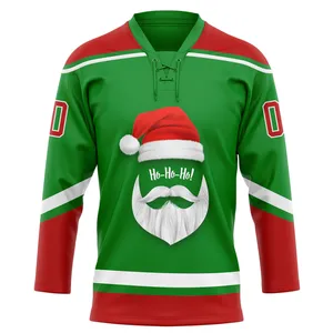 Nuova Divisa Personalizzata per Hockey su Ghiaccio, Maglia Reversibile <span class=keywords><strong>Pro</strong></span> Sublimata con Babbo Natale per Squadre Giovanili - Product Image 3