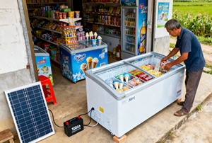Solar 12V/24V Portable Chest <b>Freezer</b> Battery Energy-Saving Class A+++ Sliding Door for Hotel & Household Use - Product Image 3