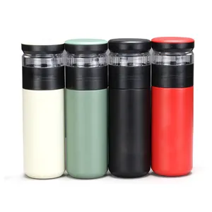 Bình Đựng Nước 500Ml Hai Lớp, Bằng Thép Không Gỉ, Kèm Bình Pha Trà, Chai Thủy Tinh Borosilicate Cao