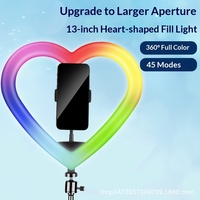 Lampe d'appoint LED RGB en forme de cœur 10/13 pouces pour photographie mobile et diffusion en direct, réglable multi-niveaux, pour embellissement