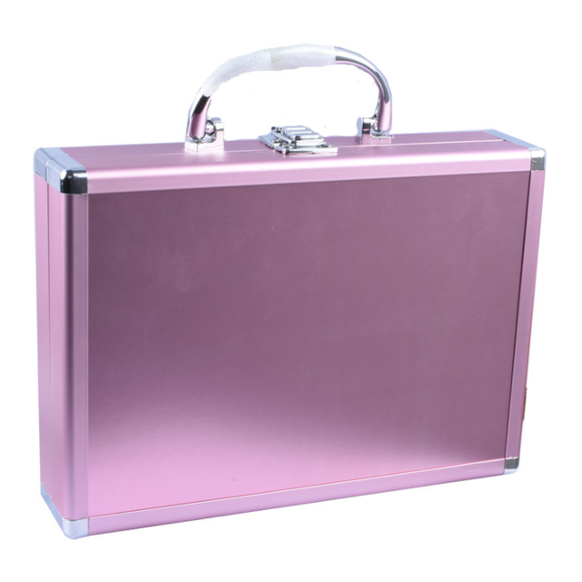 Pink Lightweight Feminine Makeup Portable Barber Hairdressing Aluminum Briefcase