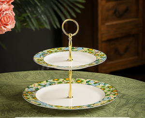 Nouvelle assiette à gâteau en porcelaine de style britannique à 2 étages pour le thé de l'après-midi et l'usage domestique - Product Image 5