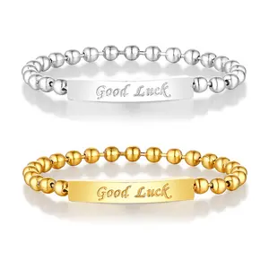 Cincin Perhiasan Baja Tahan Karat Keberuntungan Emas Mode untuk Wanita Grosir N2207256
