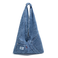 Sac à bandoulière en jean grande capacité pour étudiante, sac d'école en nylon, sac à main à une épaule pour fille