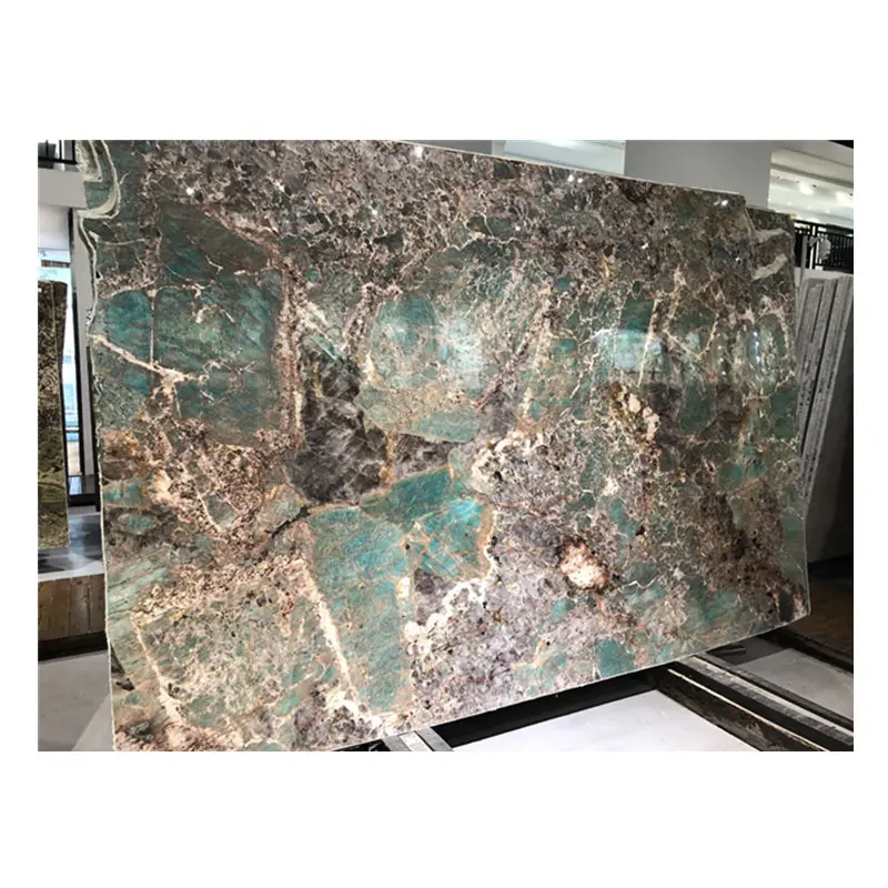 Una lastra di marmo onice verde amazzonite di pietra naturale di lusso di grado