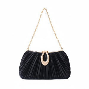 Bolso de mano largo tipo caja con detalles metálicos, bandolera de piel sintética tipo clutch de marca de lujo para mujer de noche. - Product Image 1