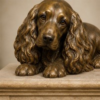 Sculpture réaliste de Cocker Spaniel en bronze, statue de chien réaliste, figurine d'animal en bronze coulé, décoration de jardin, patio, extérieur, objet de collection