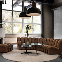 Ensemble de canapés modulaires en cuir noir italien - Courbe serpent, unique pour le salon, l'hôtel et le bureau