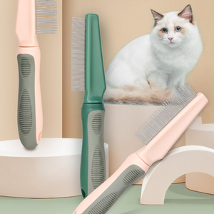 Peine para Pelo de Perro con Mango de Goma, Peine Antipulgas con Dientes Largos y Cortos para Perros y Gatos - Product Image 4