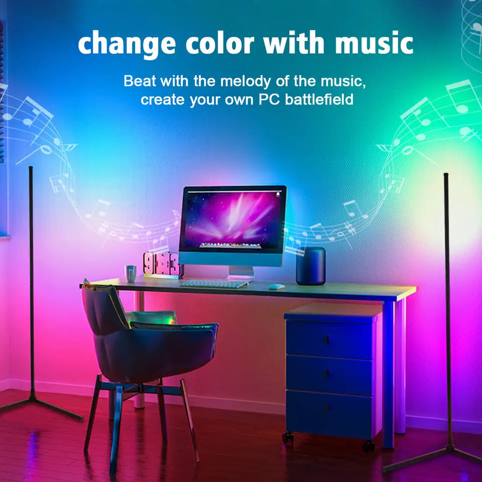 Home Dekorative Stehlampe 1.5M Wechsel RGB Bunte Fernbedienung LED Stehle uchte für Schlafzimmer dekorative Umgebungs boden leuchte