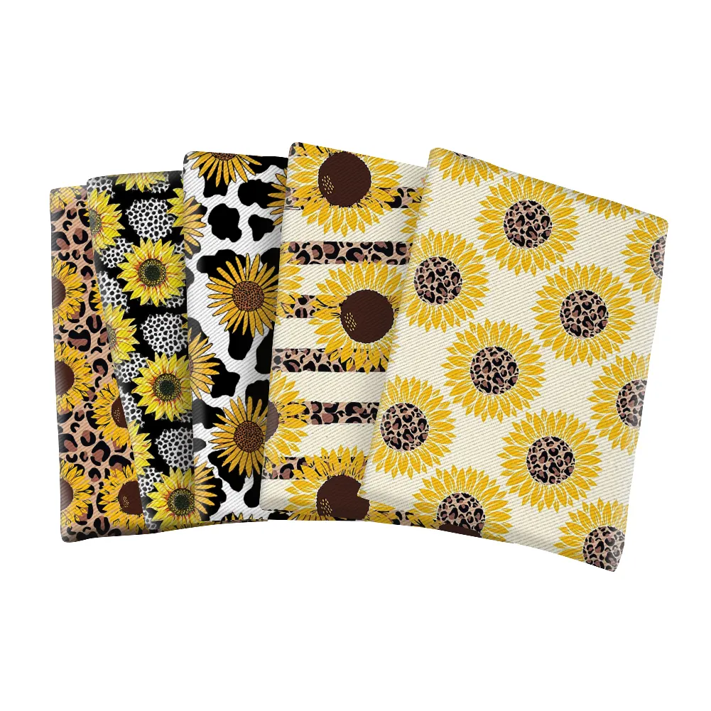 leopard sunflower pattern leather for Diy Patchwork Quilting Cloth 100*145cm Printed Polyester Cotton Twill Fabric