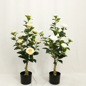 Arbres <span class=keywords><strong>de</strong></span> camélia artificiels en <span class=keywords><strong>pot</strong></span> pour la décoration intérieure/extérieure et l'aménagement paysager, plantes décoratives artificielles - Product Image 2