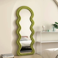 Miroir sur pied en velours Teddy, grand format, irrégulier, ondulé, pour décoration intérieure, vente en gros