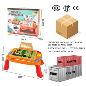 โต๊ะเรียนรู้แบบ 2 in 1 ยี่ห้อ Zhorya ของเล่นเสริมพัฒนาการ DIY ตัวต่อ บล็อก ของเล่นกระดานวาดเขียนสำหรับเด็ก - Product Image 6
