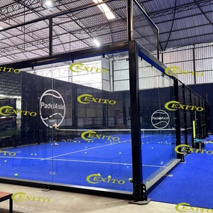EXITO 100mm Tube 3mm Thickness Portable Indoor Mobile Padel Court System Panoramic Paddle Tennis Court With Roof
