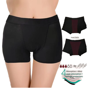Short mi-haut confortable à quatre couches anti-fuite motif solide pour période exportation transfrontalière sous-vêtement boxer grande taille - Product Image 2