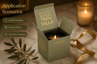 Boîte pliante carrée personnalisée vert olive avec estampage à chaud or, emballage cadeau de luxe pour bougies et cosmétiques, OEM, MOQ 1 pièce