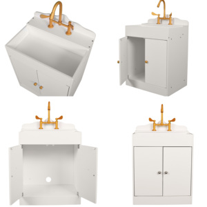 Ensemble de jouets de cuisine en bois pour enfants Toddlers <span class=keywords><strong>Chef</strong></span> Pretend Wood Play Kitchen avec accessoires Machine à glaçons Micro-ondes avec casseroles Poêle incluse - Product Image 3