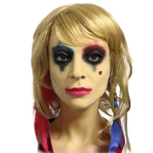 Máscara de látex para mulheres, acessórios para Halloween, mascarada, coringa 2 Harley Quinn, adereços para adultos, 1 unidade
