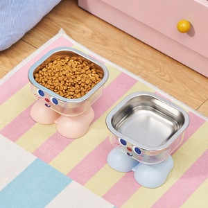Cuenco para gatos de acero inoxidable con soporte, diseño antideslizante para comida y agua para mascotas, plato de alimentación de forma cuadrada, 14x14x11,5 cm - Product Image 3