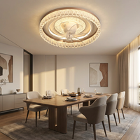 Lámpara de techo con ventilador de montaje en superficie, con iluminación LED decorativa de fácil instalación, borde cristalino creativo, para casas y apartamentos nuevos.