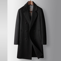 Manteau trench en laine croisé haut de gamme pour homme, coupe ajustée, avec poches latérales, décontracté, double face, chaud, pour l'automne et l'hiver