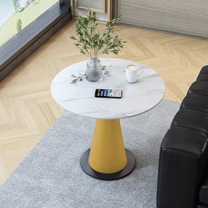 Mesa de Centro Moderna Minimalista de Lujo Ecológica de Piedra Sinterizada para Sala de Estar, con Aspecto de Mármol y Base de Metal - Product Image 5