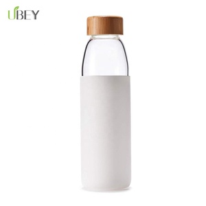 eco amigable voss en forma de borosilicato botella de agua de vidrio con funda de silicona <span class=keywords><strong>y</strong></span> la tapa de Bambú - Product Image 3
