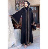Abaya de Dubaï, magnifique couleur noire, abaya traditionnelle musulmane, travail artisanal, kaftan, vêtements islamiques traditionnels pour femmes