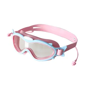 방수 안티-안개 UV 눈 보호 어린이 아이 큰 프레임 수영 눈 착용 안경 수영 고글 귀마개