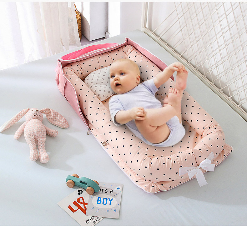 Infant Cotton Cradle Crib Newborn Basket Bassinet Newborn Bed Portable Baby Nest for Boys Girls Travel Cot Cushion