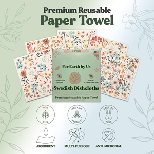 Paños de cocina suecos para cocina, toallas de papel reutilizables de acuarela, toallas de plato suecas lavables, paños de esponja, paños biodegradables - Product Image 6