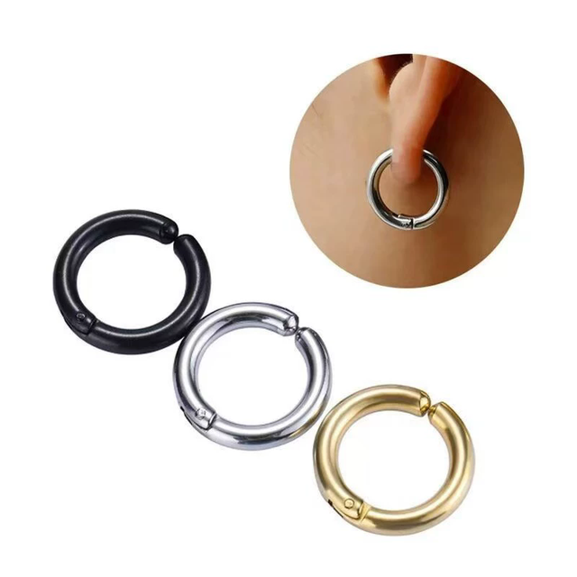 Tarnish Free Non Pierced Ear on Earring Minimalist Stainless Steel Gold Plated Chunky Ear Cuff Hoop Earring