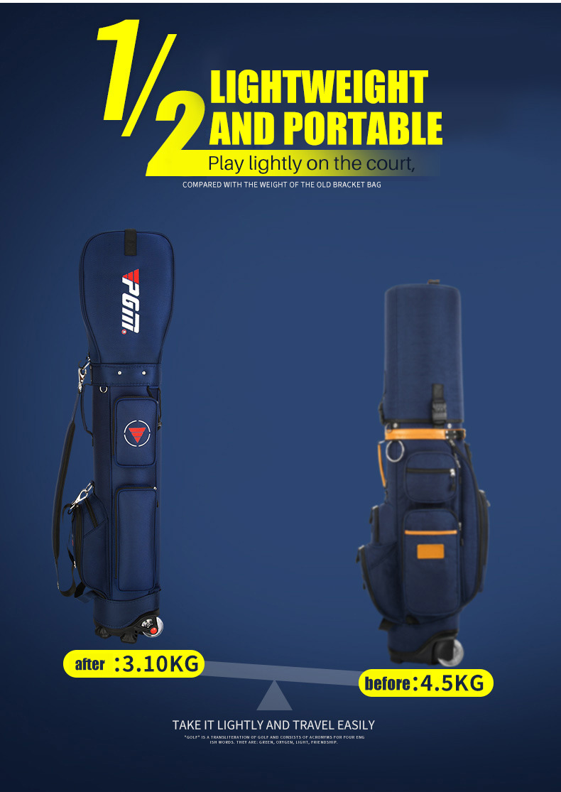 Sac de voyage de golf à roulettes – Étui de rangement ultra-léger et de grande capacité pour clubs de golf