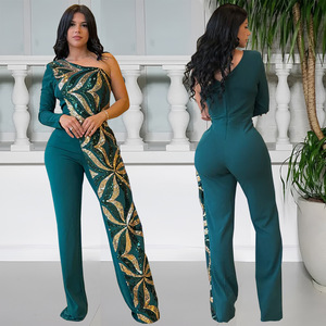 Combinaison pantalon <span class=keywords><strong>longue</strong></span> à sequins sans bretelles pour femme, idéale pour les soirées d'été – Ensemble une pièce - Product Image 4