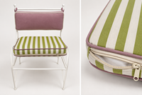 Fauteuil d'extérieur rayé couleur personnalisée, structure métallique antirouille, chaise de jardin de luxe pour terrasse de studio créatif