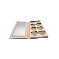Paleta de Maquillaje Magnética con Tapa de Espejo en Forma de Corazón Rosa, Caja de Papel Vacía de 8 Compartimentos para Sombra de Ojos, Colorete y Cosméticos, Venta al por Mayor de Fábrica