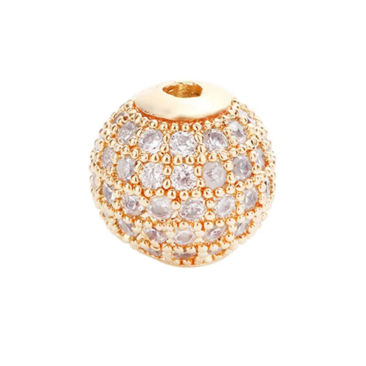 50 perles en zircon cubique pour la fabrication de bijoux, perles rondes pour entretoises, diamètre 10mm, accessoires, vente en gros