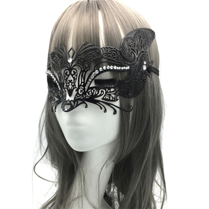 Maschera in Metallo con Strass, Copricapo da Donna a Mezza Faccia con Occhi di Tigre, Accessorio per Cosplay, Mascherata, Halloween e Spettacoli Teatrali - Product Image 6