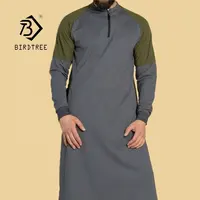 Thobe ชุดเดรสมุสลิมมีซิปขนาดกระเป๋าสำหรับผู้ชาย,ชุดเดรส Daffah ดีไซน์แบบอาหรับสีทึบเสื้อผ้าอิสลามแฟชั่นซาอุดีอาระเบียปี T12701X