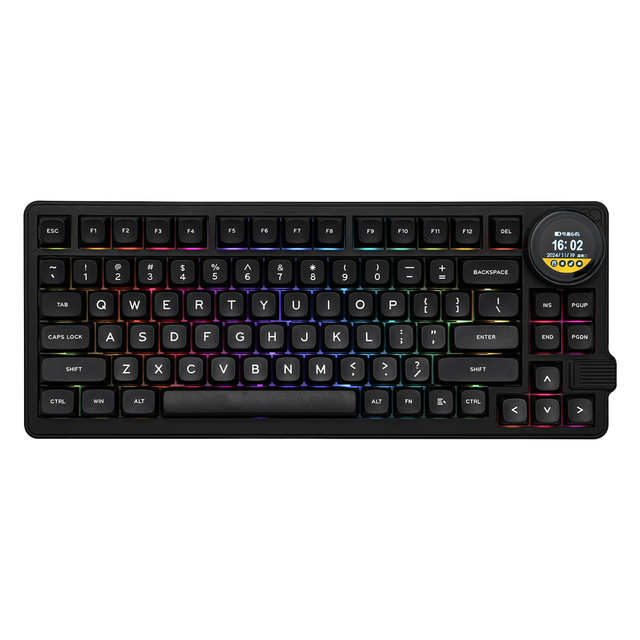 KF810 2.4G Wireless RGB Mechanical Gaming Keyboard Gateron/Kailh Brand 3-Mode Hot-Swap Functionality 1.28'' Knob Display Screen