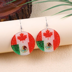 Pendientes con Bandera Nacional, Pendientes Colgantes <span class=keywords><strong>de</strong></span> Doble Cara, Chapados en Oro, para Bodas Patrióticas - Product Image 6