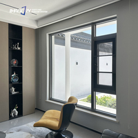 Fenêtre à battant en aluminium à rupture de pont thermique de style moderne avec moustiquaire de sécurité pour la construction de maisons