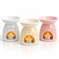 En gros, Brûleur d'huile en céramique à découpes florales, Chauffe-cire d'aromathérapie et Porte-bougie chauffe-plat pour la décoration intérieure