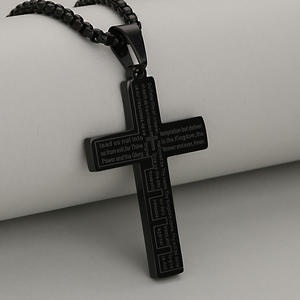 Colgante de Cruz de La <span class=keywords><strong>Biblia</strong></span> <span class=keywords><strong>cristiana</strong></span> de acero inoxidable clásico para hombres y mujeres, joyería de fe de oración católica, regalo superior para collar Cristiano - Product Image 2